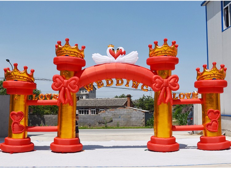 龙河镇红色婚庆气模拱门